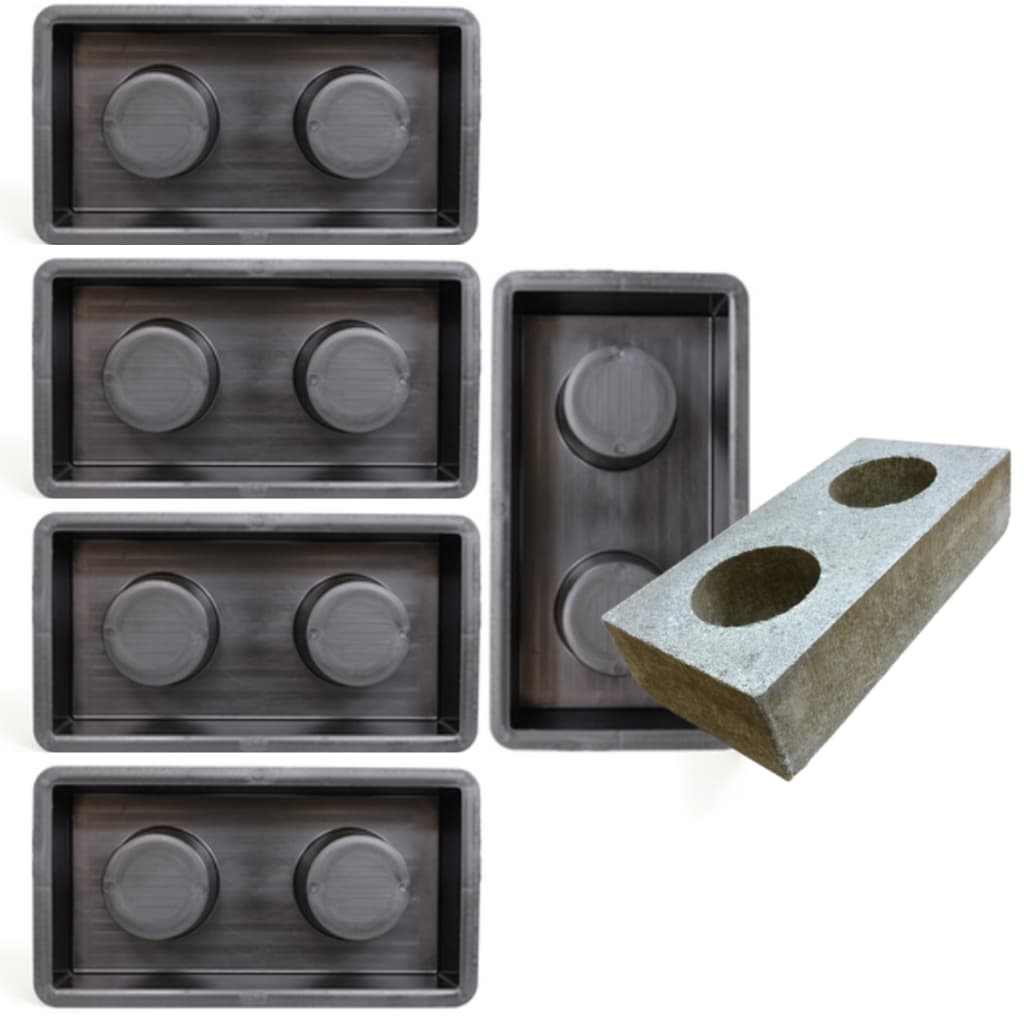Kit 5 Forma Bloco Ecológico Tijolo Parede Economico 2 Furos 30x15x8 Muro