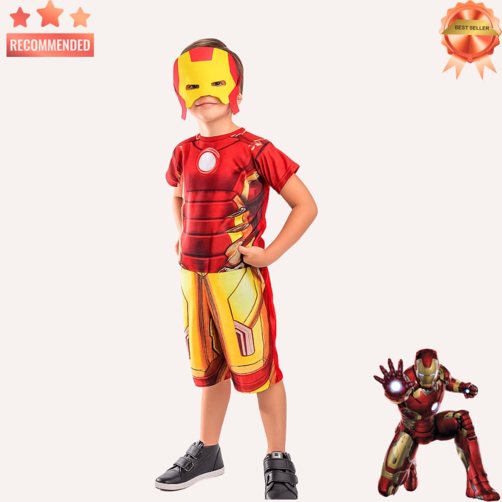 Fantasia Roupa  Infantil Homem De Ferro C/ Mascara Envio Já