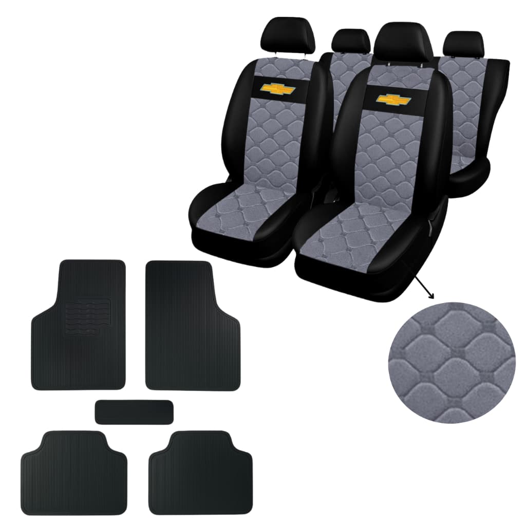 Kit Capa de Banco em Couro + Tapete Carro Gm Onix Celta Prisma Corsa