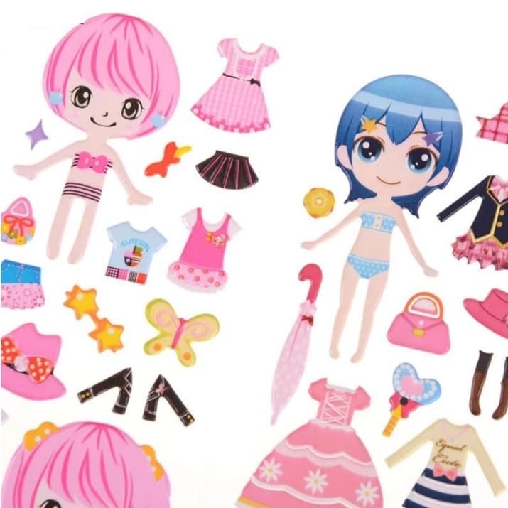 02 Cartelas de Adesivos 3D Coração Mangá Peppa Pig Pônei Unicórinio Hello Kitty Adesivo Bolha Puff Puffy Alto Relevo ~