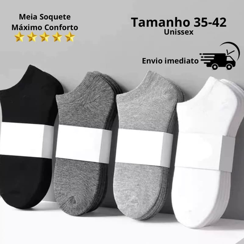 Kit 15 Pares De Meias Soquete Cano Curto Masculina Feminina Unissex Confortável Transpirável Macia Tamanho 35 ao 42