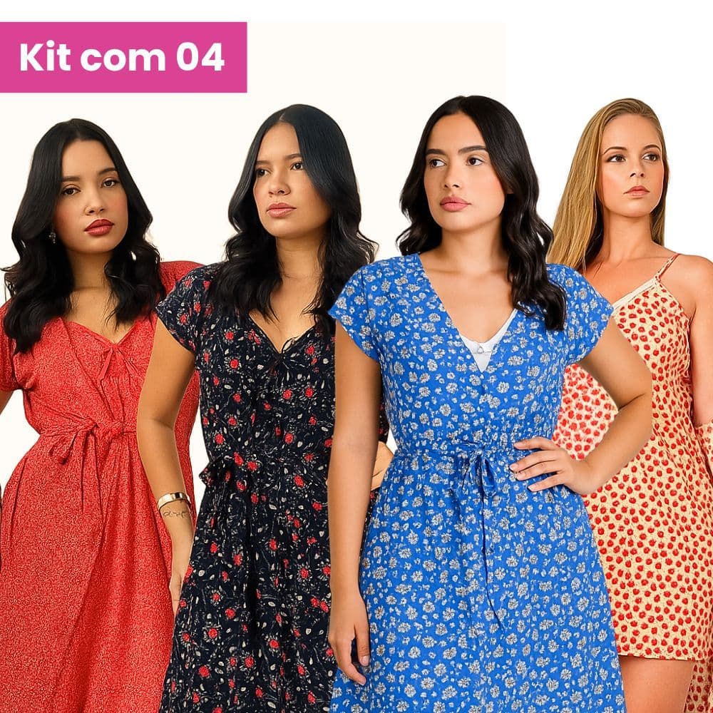 Kit 4 Camisolas com Robe Liganete Luxo Maternidade Paty Grife Conforto