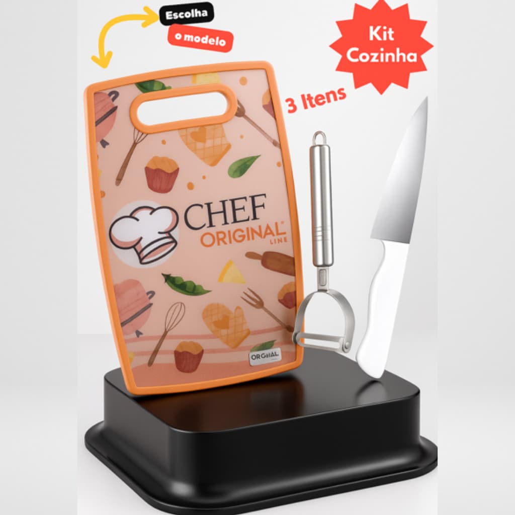 Kit Cozinha Tábua de Cortes Plásticas Faca Para Cortes Descascador de Frutas e Legumes