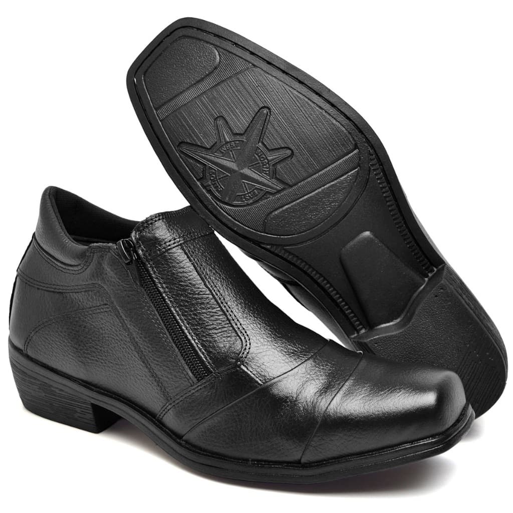 Bota Botina Social Masculina de Zíper em Couro legítimo