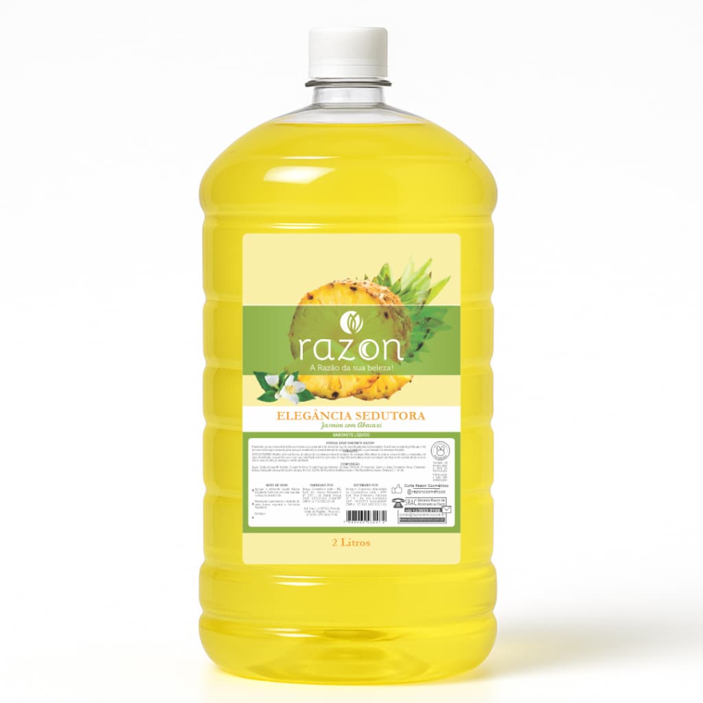 Sabonete Liquido 2L Elegancia Sedutora pH Neutro Mãos e Corpo (Jasmin com Abacaxi)  - Razon Cosmeticos