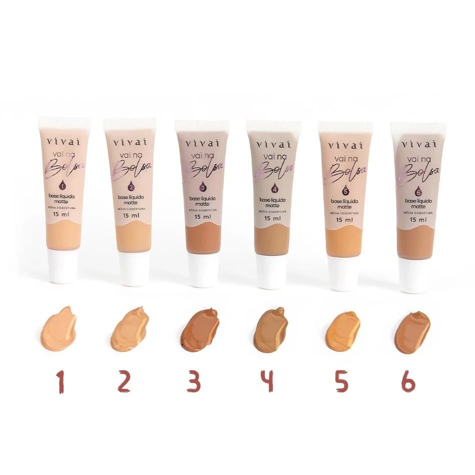 Base Liquida Matte Vai na Bolsa cores variedades feminina media cobertura