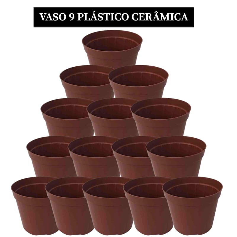 Kit 24/48 vasos plásticos pote 9 - cor: cerâmica - para cactos, suculentas entre outras plantas.