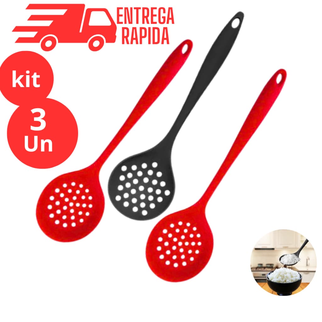 KIT 3 ESCUMADEIRA SILICONE 28,5 cm ESCUMADEIRA