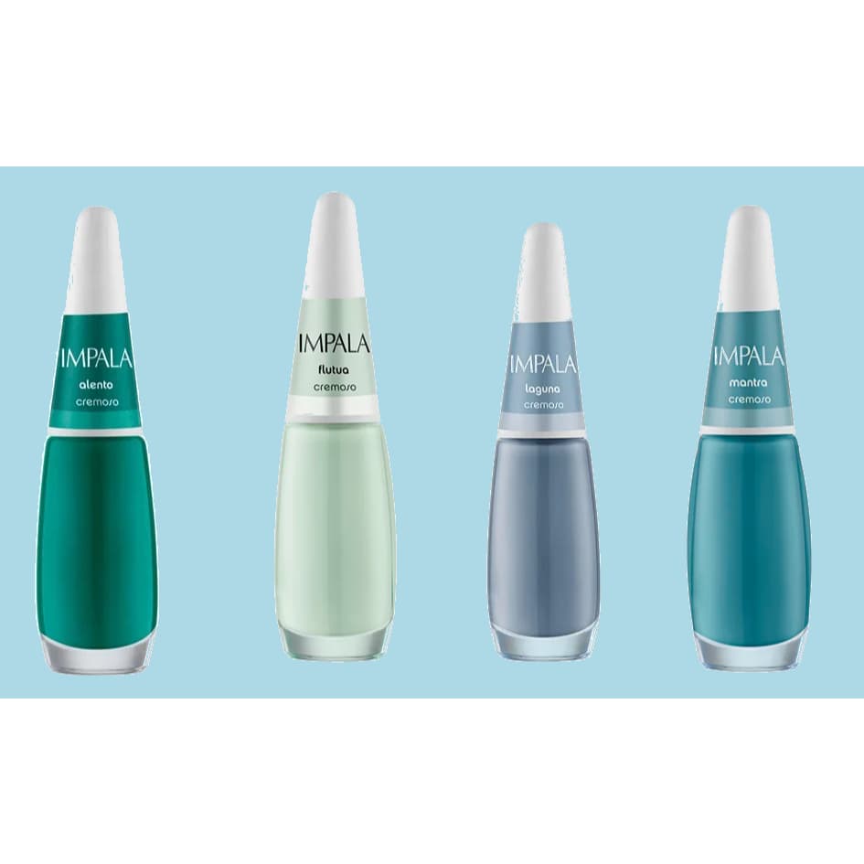 KIT DE ESMALTES IMPALA ESMALTES TONS EM AZUL/VERDE