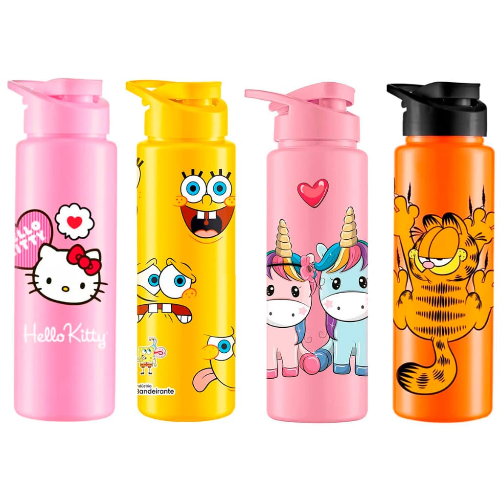 GARRAFA DE ÁGUA SQUEEZE COM ALÇA E TAMPA FLIP 750ML