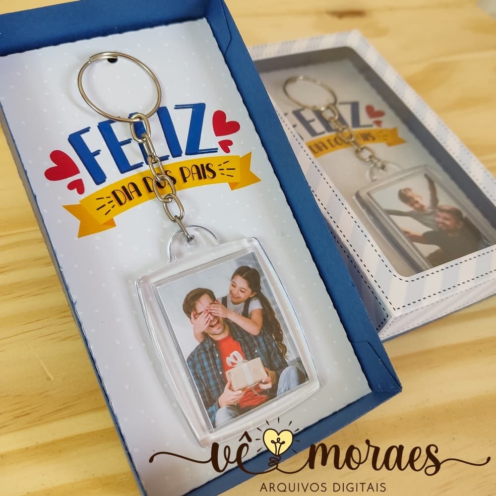 Chaveiro de Acrilico com Foto/Dia dos Pais/Acompanha Caixa/Lembrancinha/Mimo