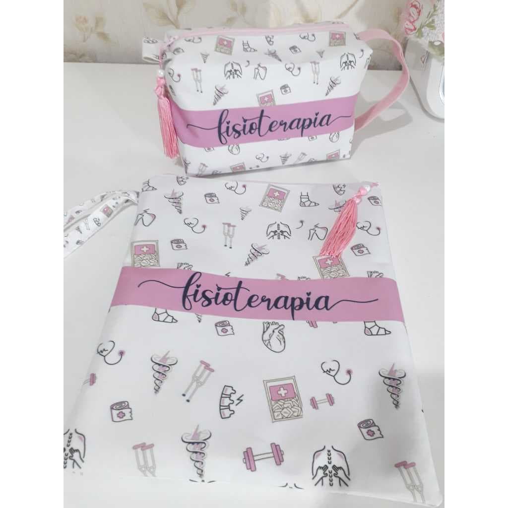 kit de porta jaleco e necessaire para fisioterapeutas