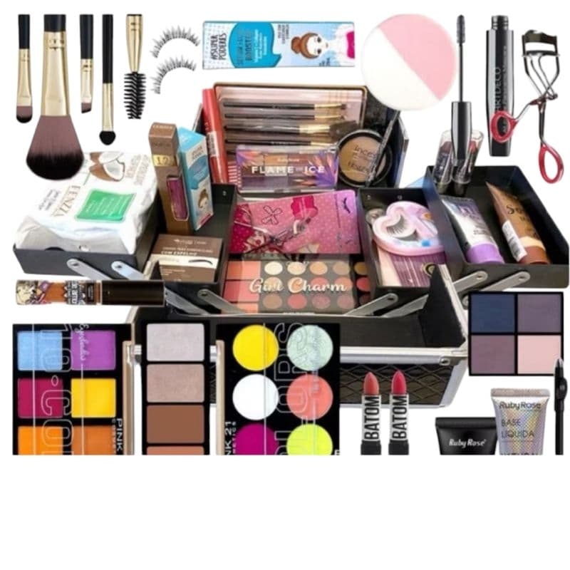 KIT DE MAQUIAGEM BLOGUEIRA COM 10 ITENS ACOMPANHADO DOS PINCEIS,(obs não acompanha a maleta)
