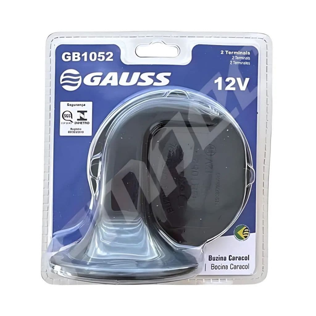 Buzina Caracol Todos Os Carros Individual 12V Universal Gauss c/ Suporte