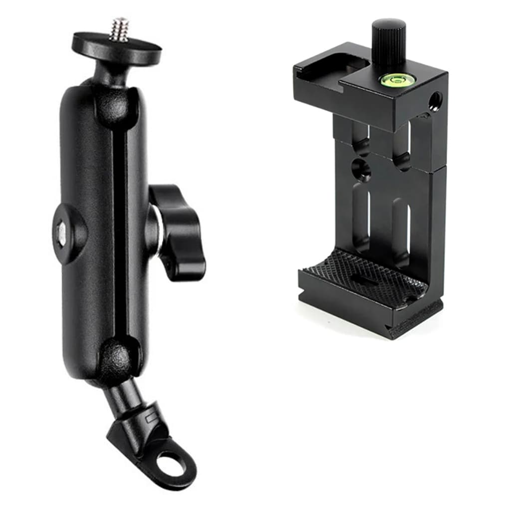 Suporte Articulado1/4 Anel Retrovisor Alumínio + Suporte Celular Alumínio ( Moto Bike Capa Câmera Smartphone )