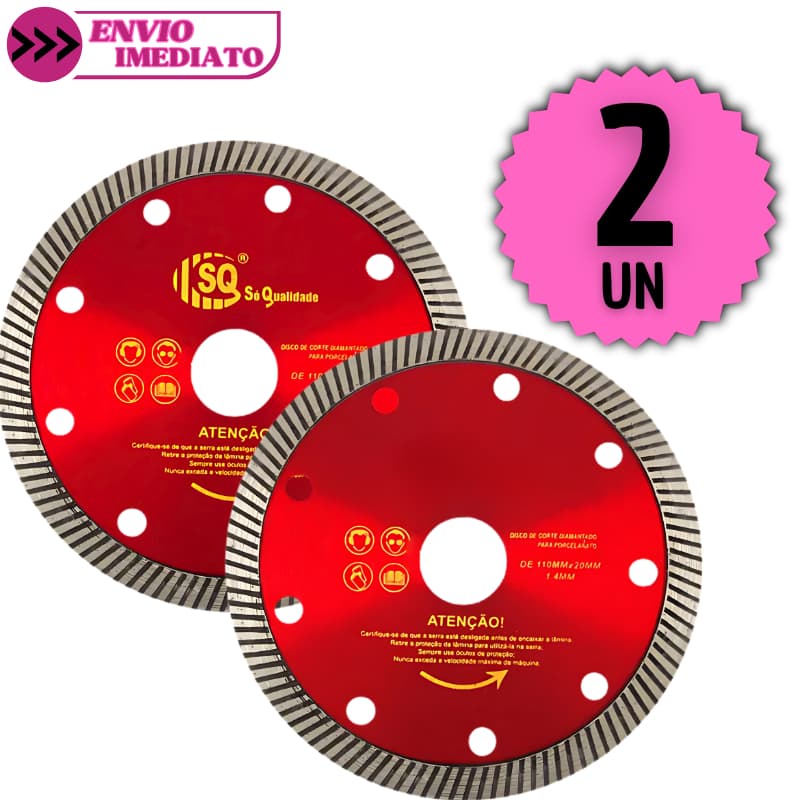 Jogo 2 Disco de Corte Diamantado para Porcelanato 110X20X1.4