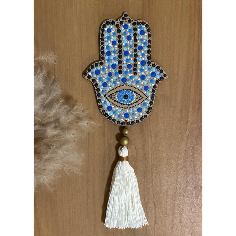 Mandala Hamsa Pontilhismo - Mão de Fátima - Meditação - Decoração Artesanal - Boho Chic