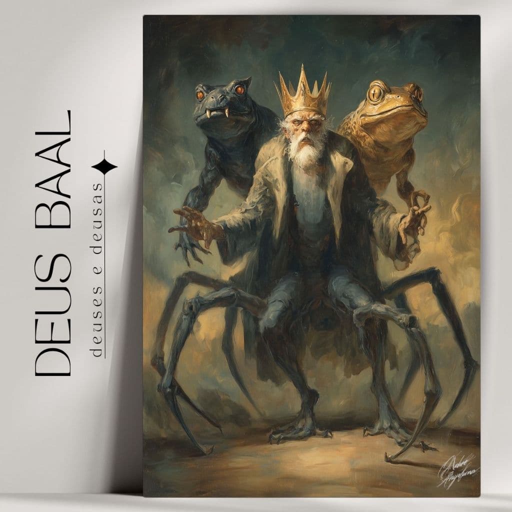 Quadro Decorativo Baal - Arte Mística e Mitologia Grega - Bruxaria - Wicca - Já com Fita Adesiva