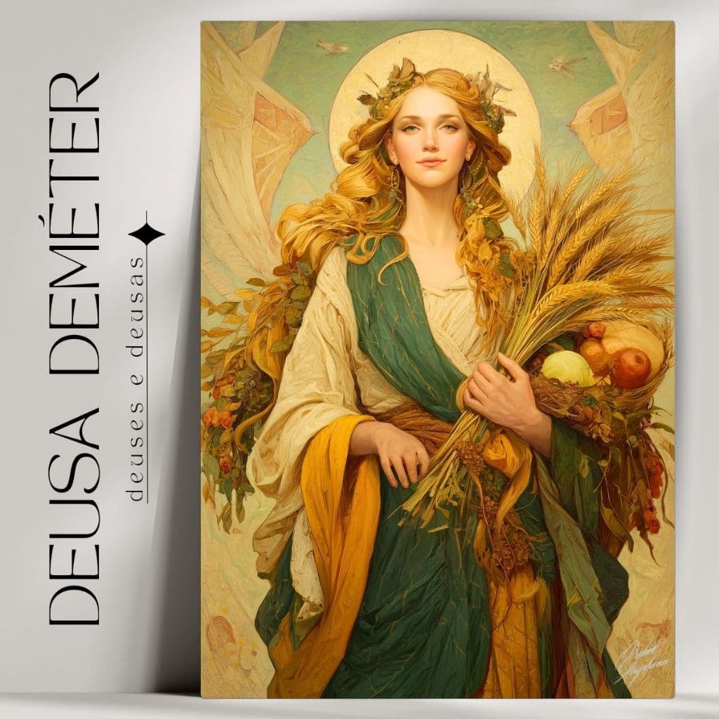 Quadro Decorativo Deméter - Arte Mística e Mitologia Grega - Bruxaria - Wicca - Já com Fita Adesiva
