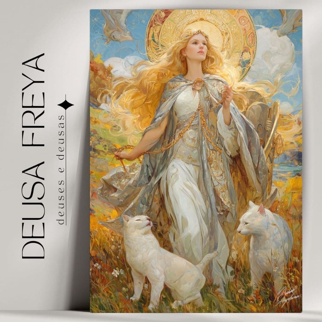 Quadro Decorativo Freya - Arte Mística e Mitologia Grega - Bruxaria - Wicca - Já com Fita Adesiva