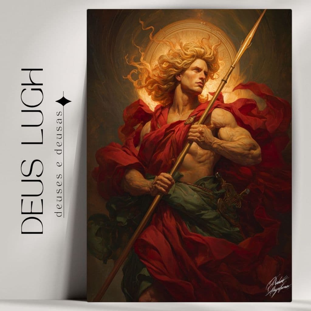 Quadro Decorativo Deus Lugh - Arte Mística e Mitológica - Bruxaria - Wicca - Já com Fita Adesiva