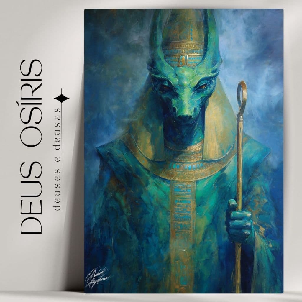 Quadro Decorativo Osíris - Arte Mística e Mitológica - Bruxaria - Wicca - Já com Fita Adesiva