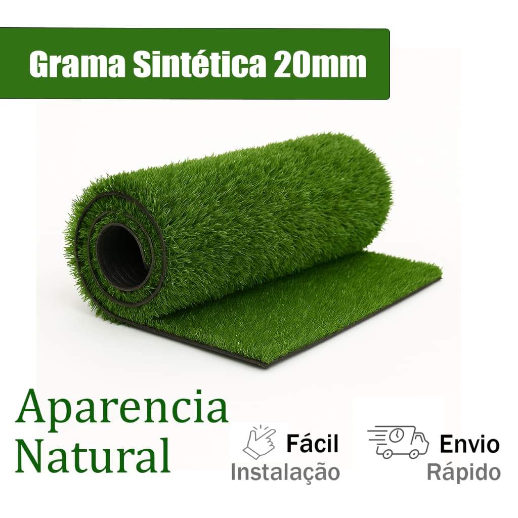 1m² Grama Sintética 20mm Bicolor Soft - Decoração Tapete Artificial Jardim Externo Alta Resistencia