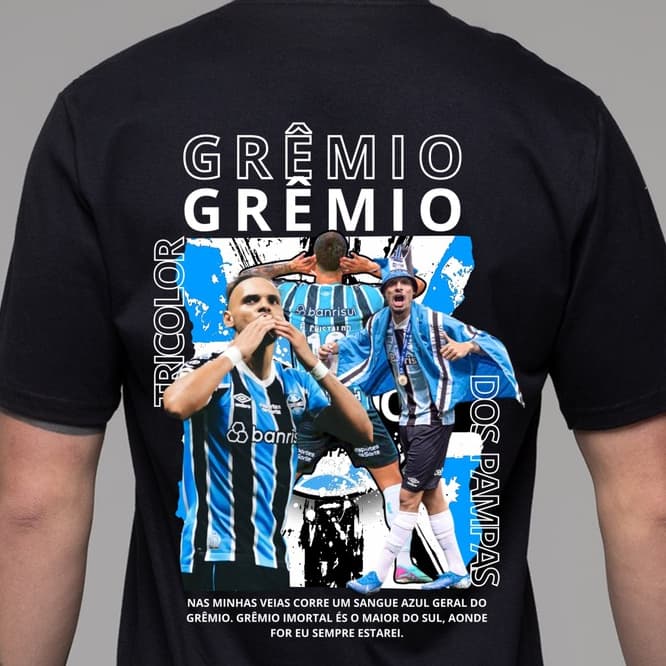 Camiseta Grêmio Montagem Martin Braithwaite Viking Sangue Azul 100% Algodão