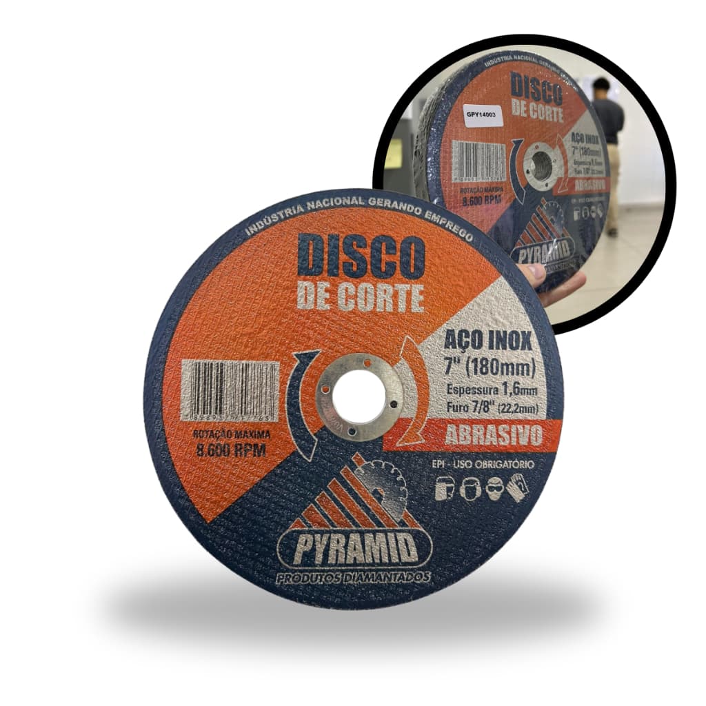 Kit 10 Disco de Corte 7" Metal Aço Carbono/Inox 180mm