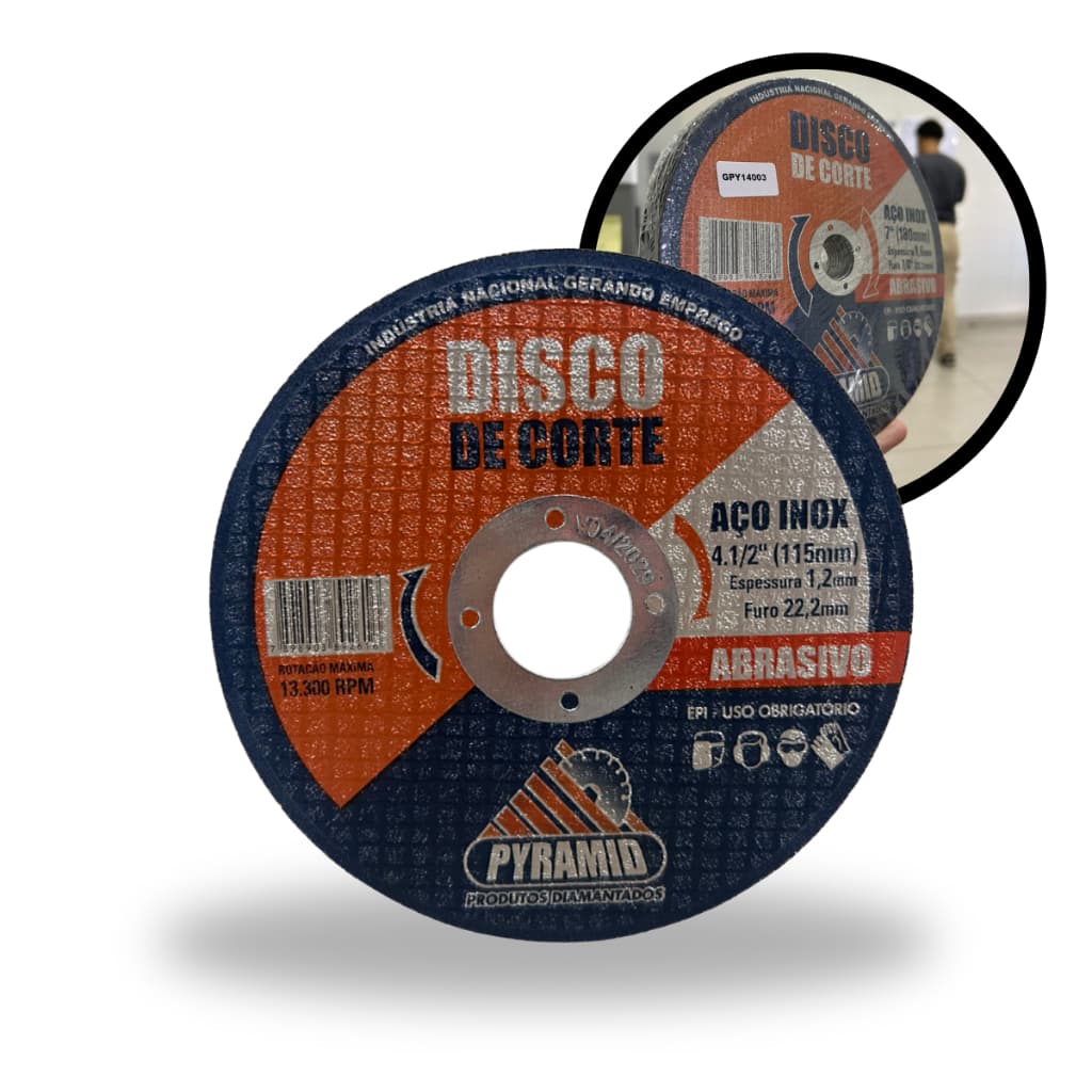 Kit 25 Disco de Corte 4.1/2" Metal Aço Carbono/Inox 115mm