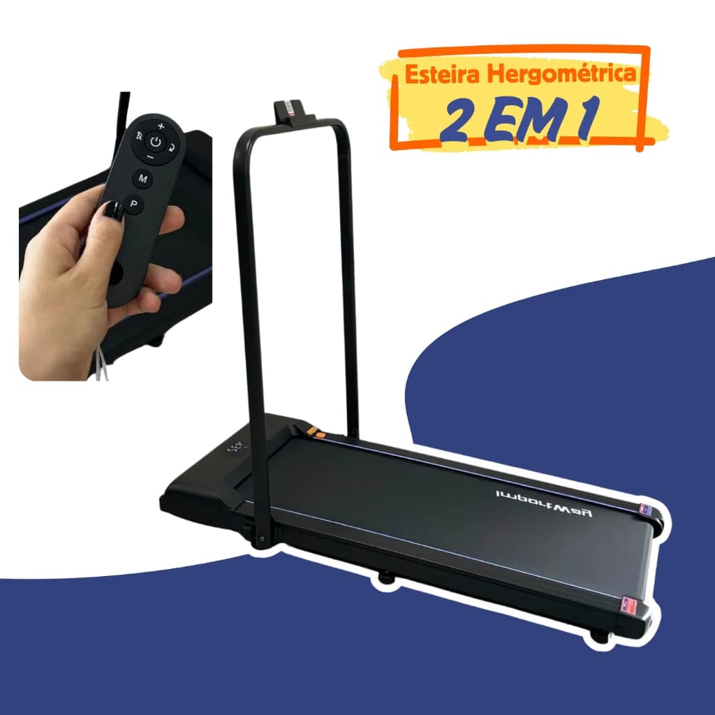 Esteira Ergométrica com Aplicativo de Celular 2x1 Dobrável Importway 127v 10km/h 120kg Cor Preto