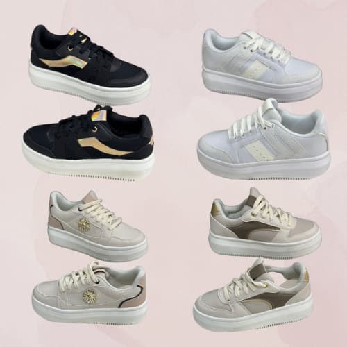 Tênis Sapato Feminino Costura Casual Moda Confortável Couro Sintético  StreetWear