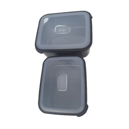 Conjunto Potes Retangulares 2 pçs. 3000ml e 5000ml Preto Com Tampa Tipo Marmita Helsim