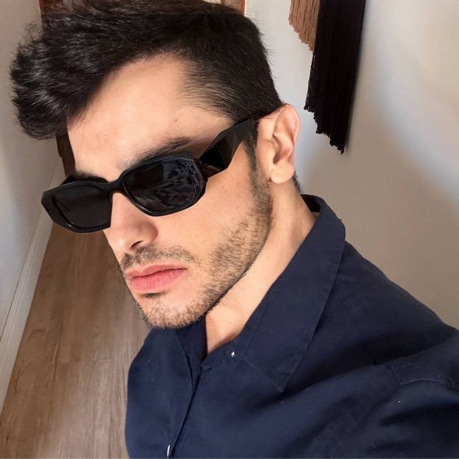Óculos Branco Masculino de Sol UV 400 Slim Quadrado Moderno Fashion Marca Seven