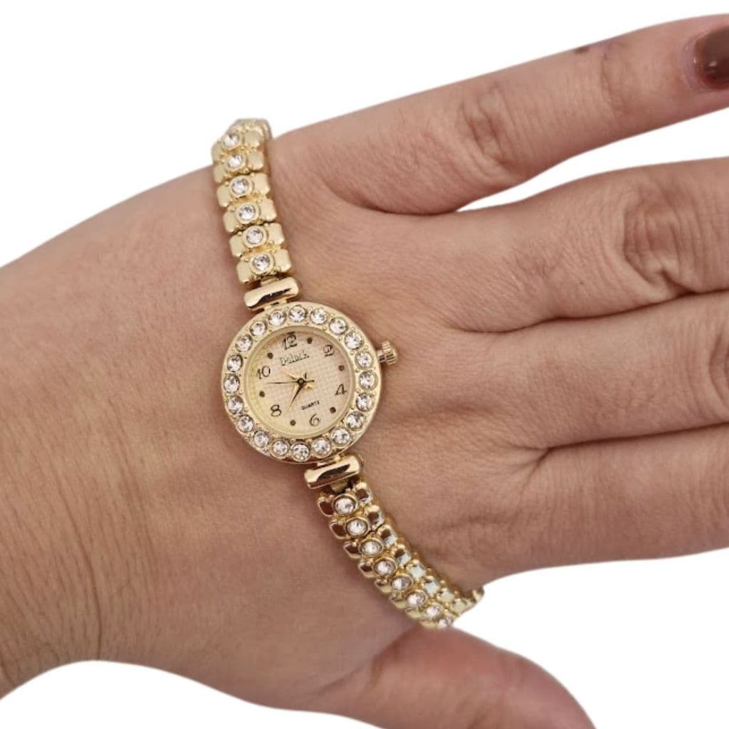 Relógio feminino Luxo  Minimalista analógico Fino Slim Pedraria Strass Delicado- Ideal para presente mulher, natal