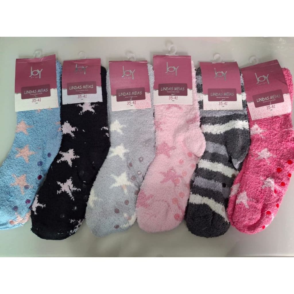 KIT 3 e 6 Pares De Meias Lã Felpuda Grossa  Frio Quentinha Fem e Masc Inverno Térmica Tam 35 a 41 Cores Sortidas