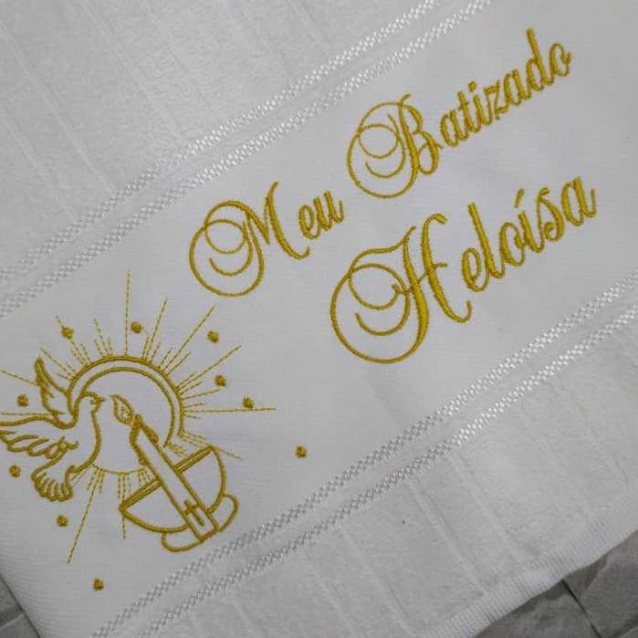Toalha de Batismo batizado Banho Imersão Bordada personalizada