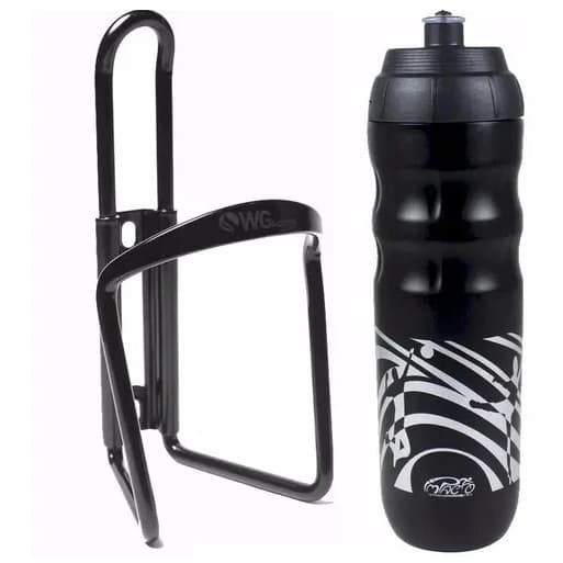 Kit Suporte de Caramanhola Com Garrafa Térmica 550ml Preta C/ Parafusos P/ Bike Mtb, Speed e Urbana