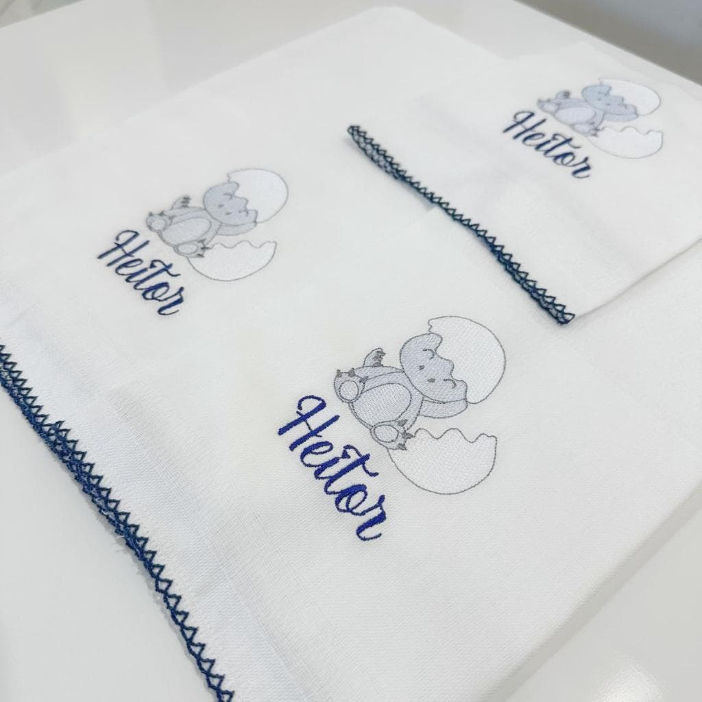 Fraldas bordadas de Dino Dinossauro Menino Passeio fraldão, ombro e boca 3 peças personalizadas KIT