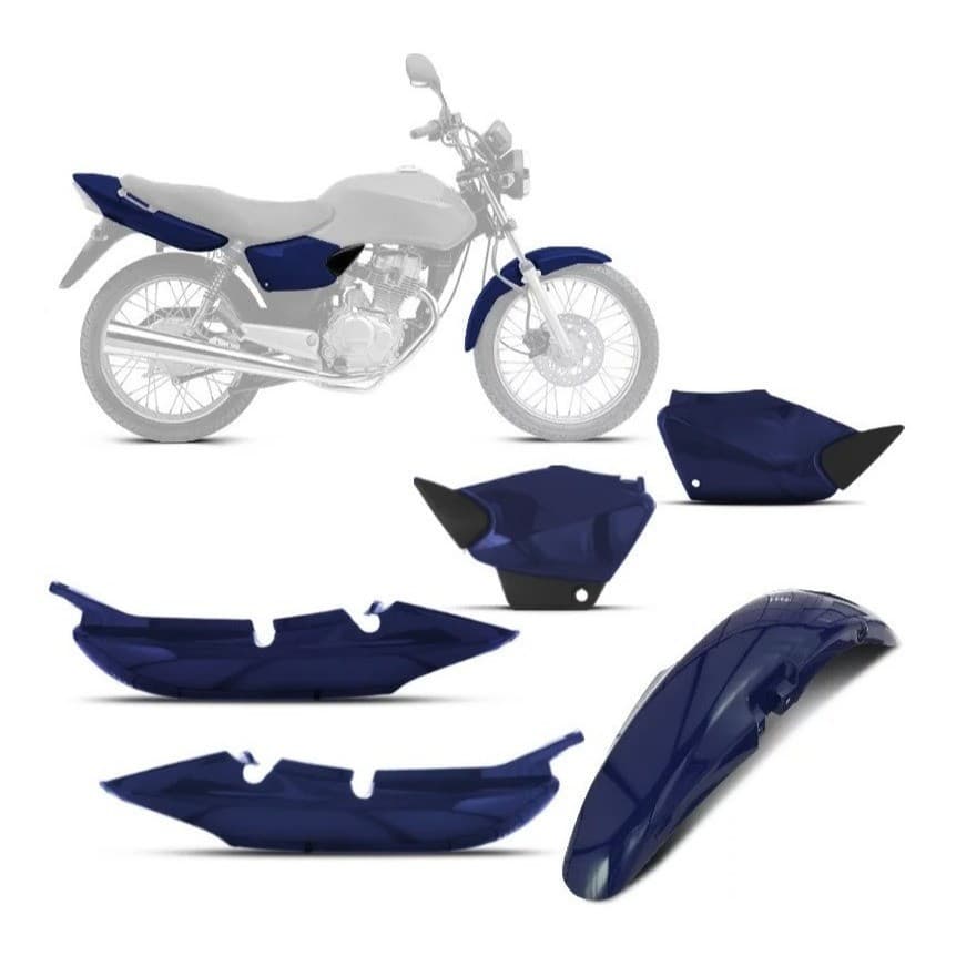 Kit Carenagem 3 Peças compatível com  Cg Titan 125 2003 2004 Azul Itajaí Perolizado Pro Tork