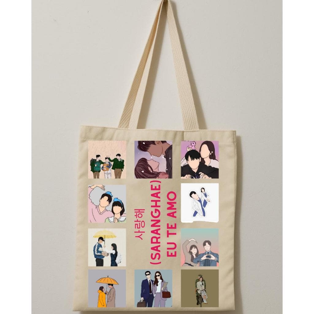 Ecobag Saranghae – Amo Você | Bolsa 30x30 cm | Ecológica | K-Drama | Dorama | Coreano