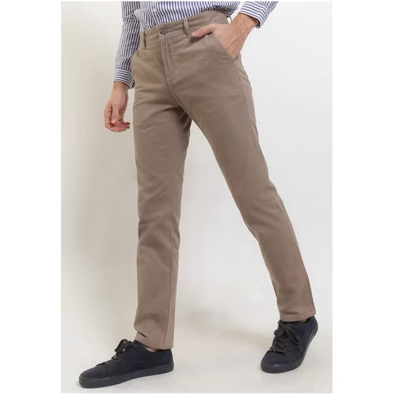 Calça de Sarja Social Masculina Bolso Embutido Slim Fit com Lycra-Esporte Fino