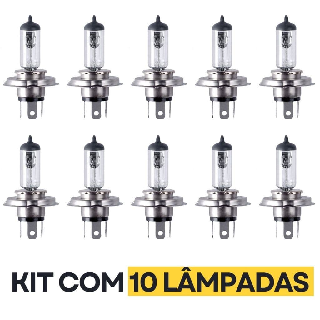 Lâmpada H4 4300K 12V Halógena 60W/55W Litenlux para carro - Kit 10 unidades