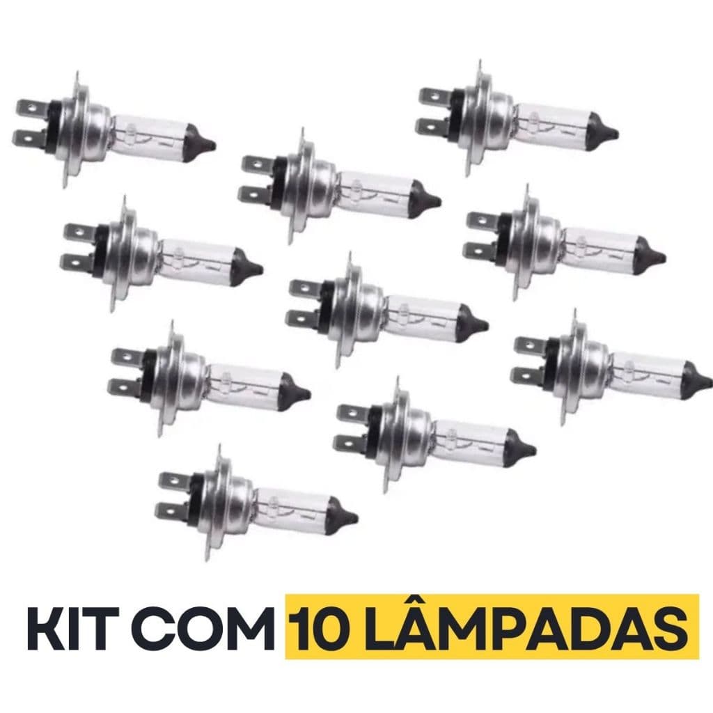 Kit 10 Lâmpadas H7 Halógena 4300K 12V Litenlux Atacado