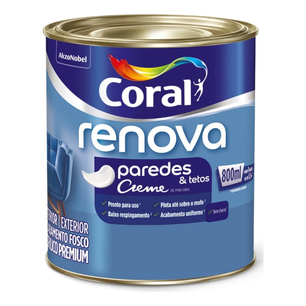 Tinta  Coral Acrílica Renova  Creme de Pintura 800ml Cores
