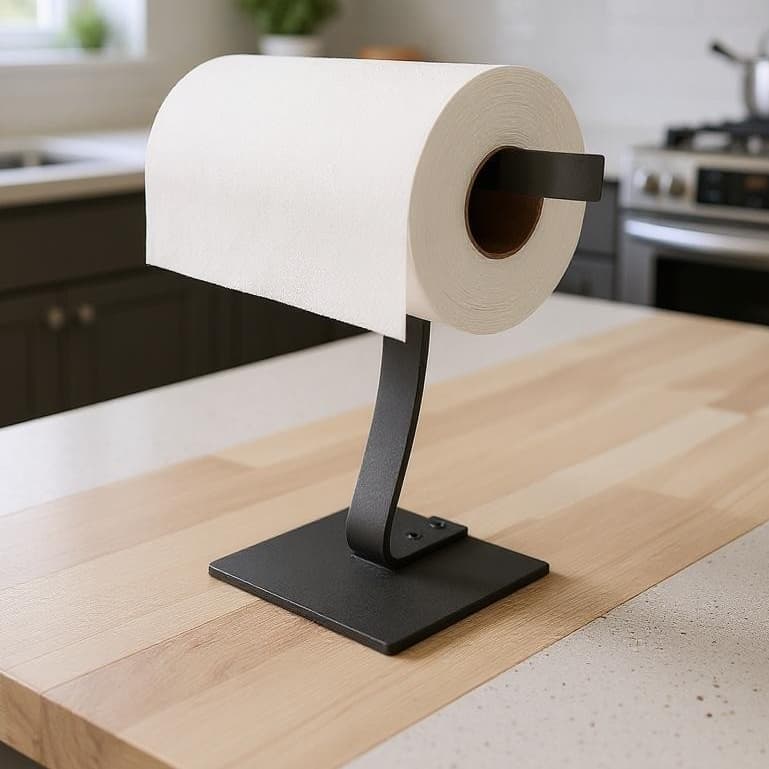 Suporte Porta Papel Toalha Guardanapo Mesa Cozinha Preto Em Aço