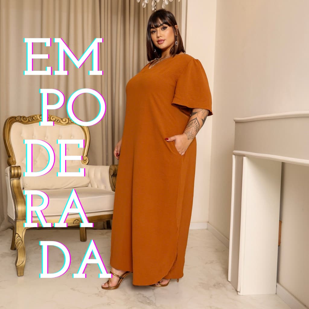Vestido Longo Plus Size Feminino Manga Curta Largo Tendência Curve Soltinho Lia Rosa