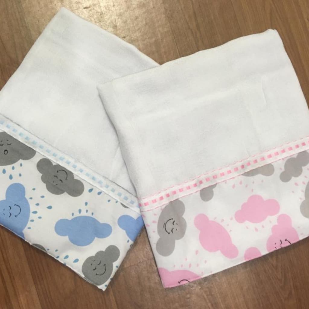 Toalha Fralda para Recém-nascido 100% algodão com barrado estampado