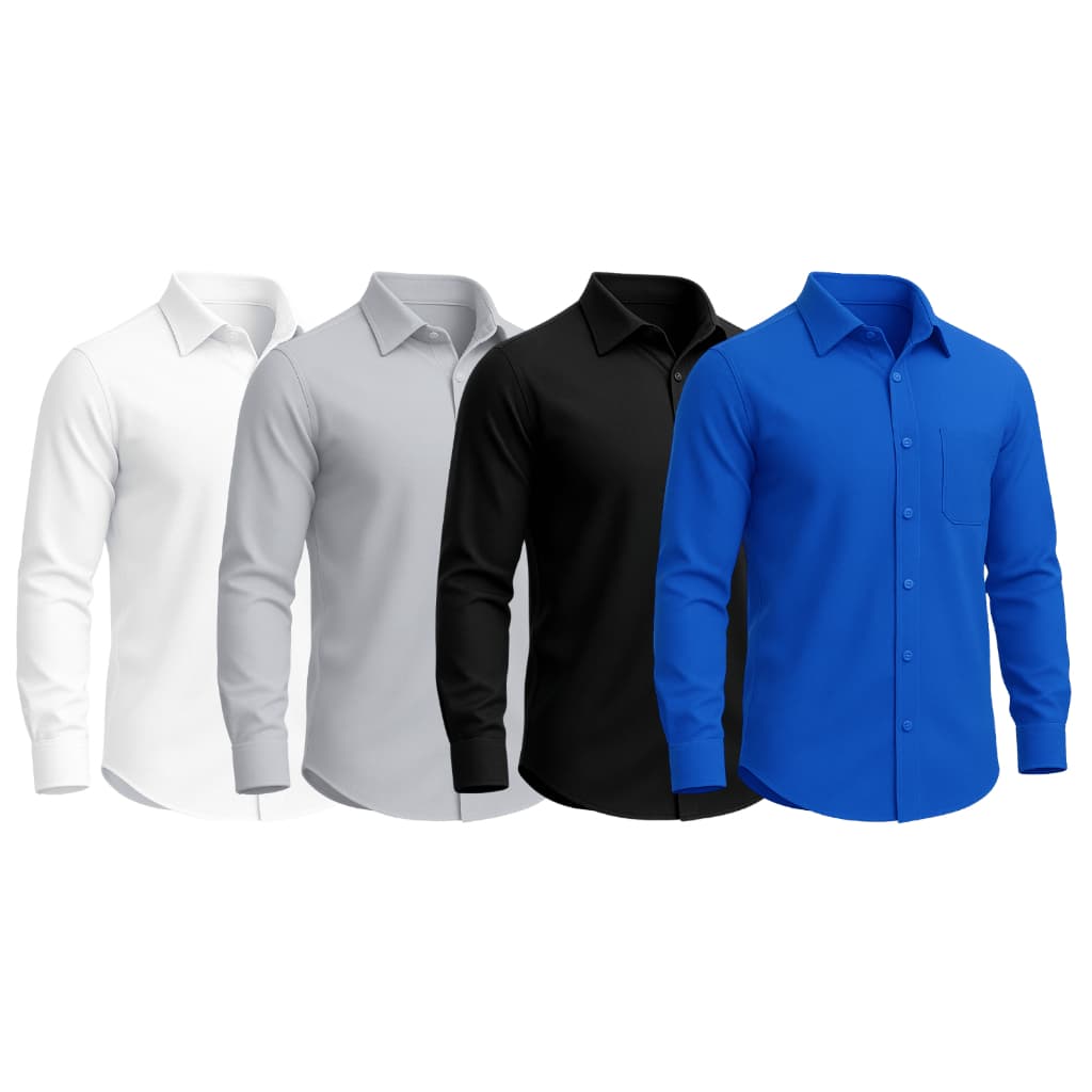 Kit 4 Camisa Masculina Social Tecido Não Amassa Camisa Social Manga Longa Com Elastano Camiseta Social Com Bolso