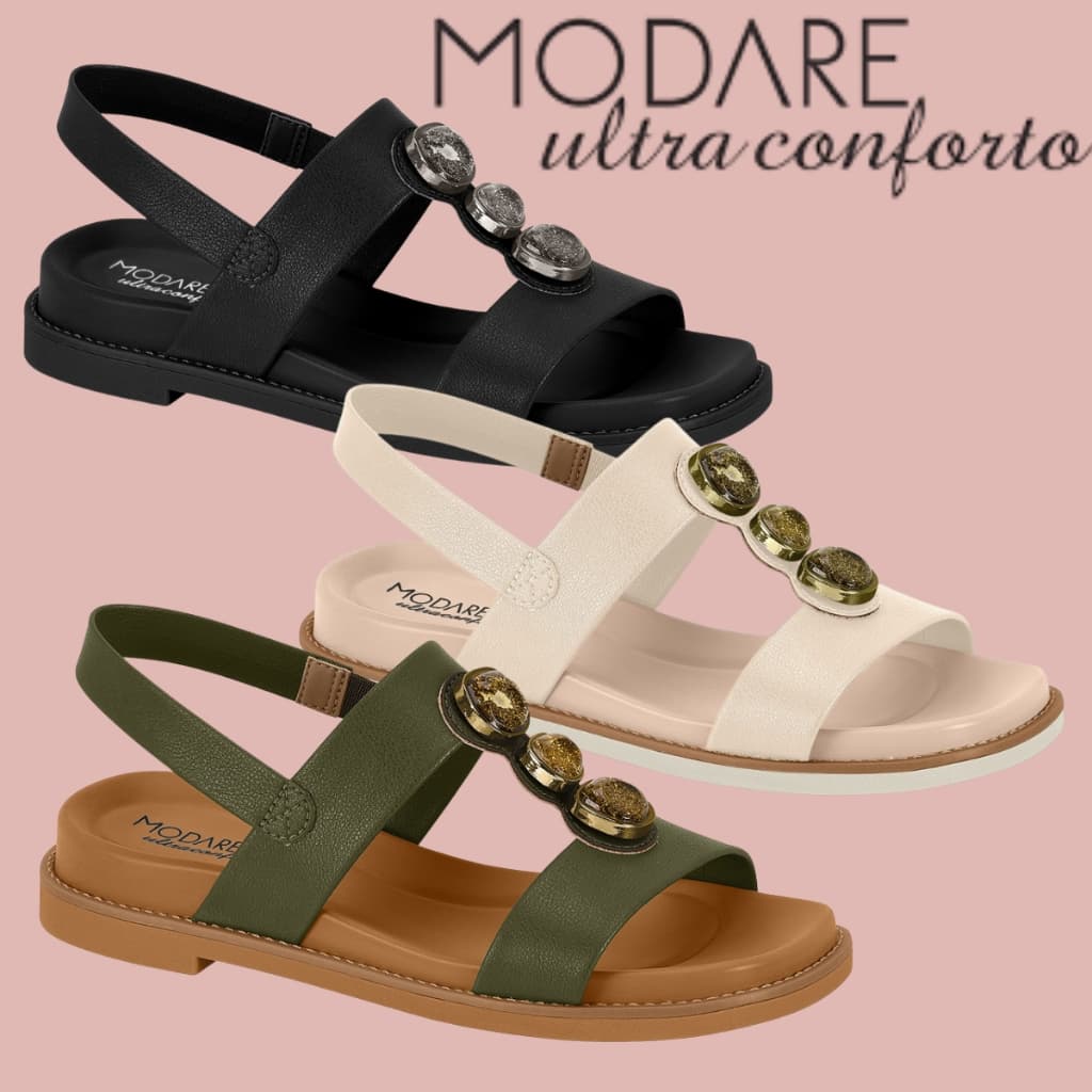 Sandalia Ortopedica Modare Feminina Ultra Conforto Pedraria